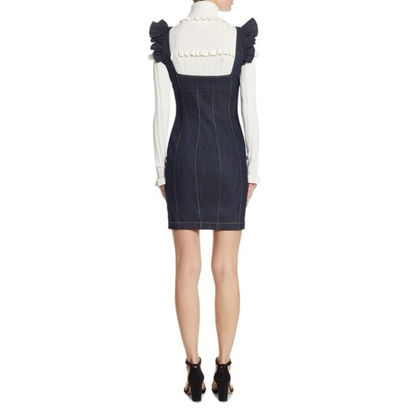 NWT Cinq a Sept 5a7 Mathis Ruffle Sleeveless Dress in Blue Indigo Denim Size 10 - Picture 3 of 8